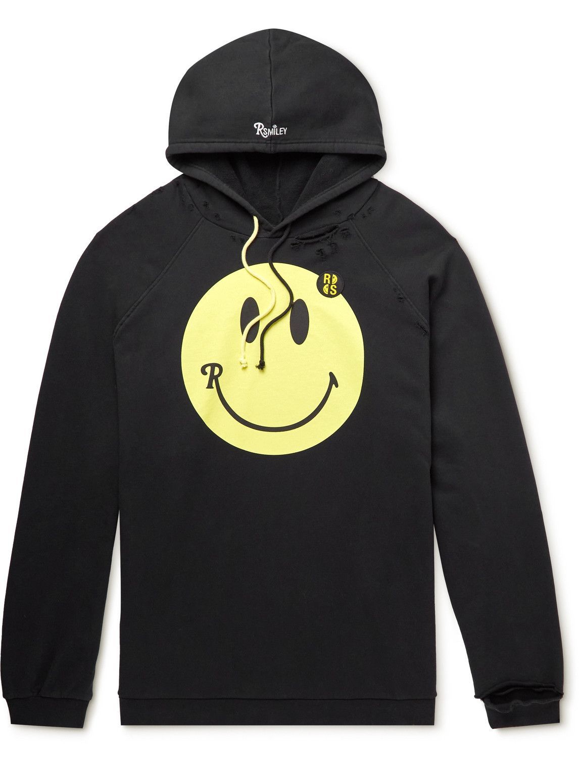 Raf Simons - Smiley Oversized Logo-Print Distressed Cotton-Jersey ...