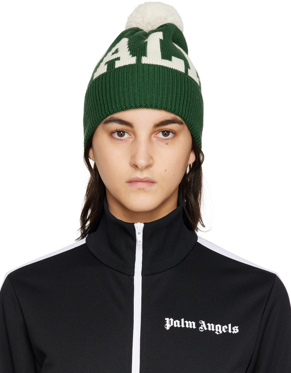 Palm Angels Green Pom Pom Beanie Palm Angels
