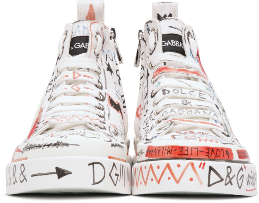 Dolce & Gabbana Multicolor Graffiti Portofino High Sneakers Dolce & Gabbana