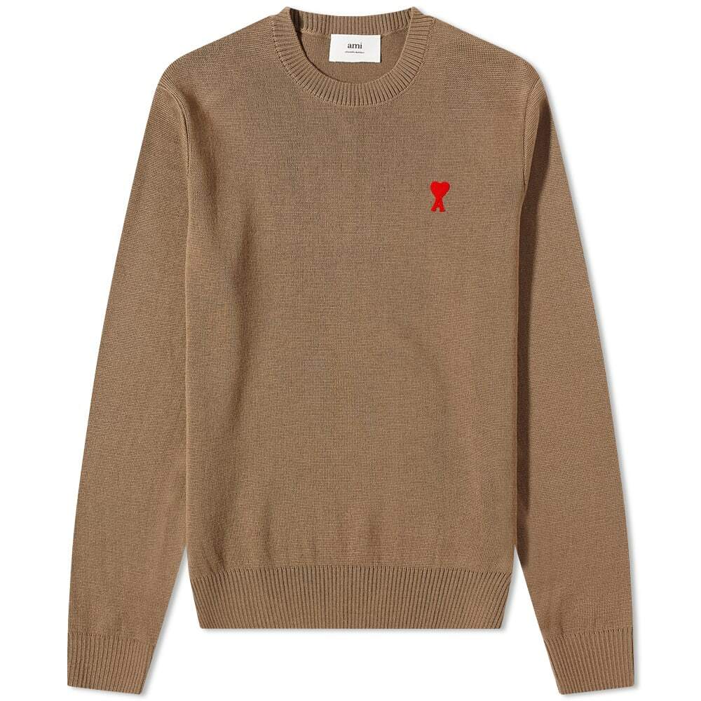 Photo: AMI Men's Small A Heart Crew Knit in Taupe