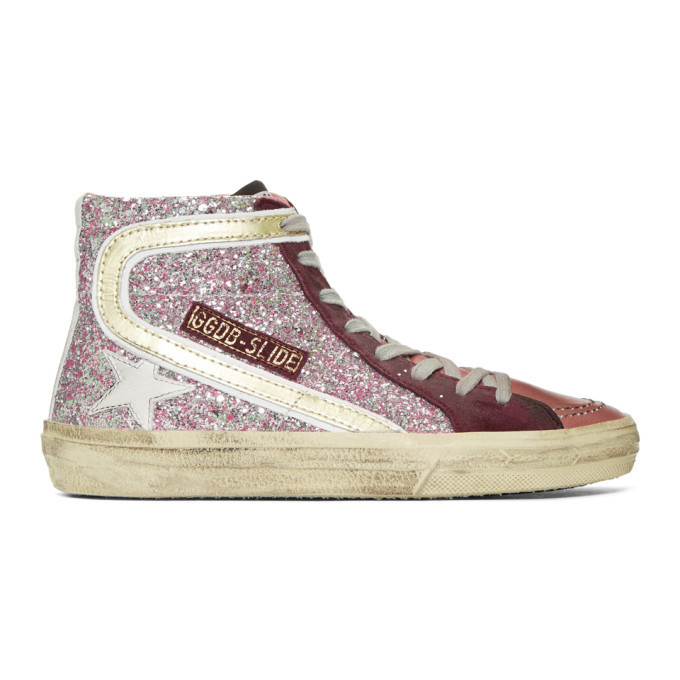 pink glitter high top sneakers