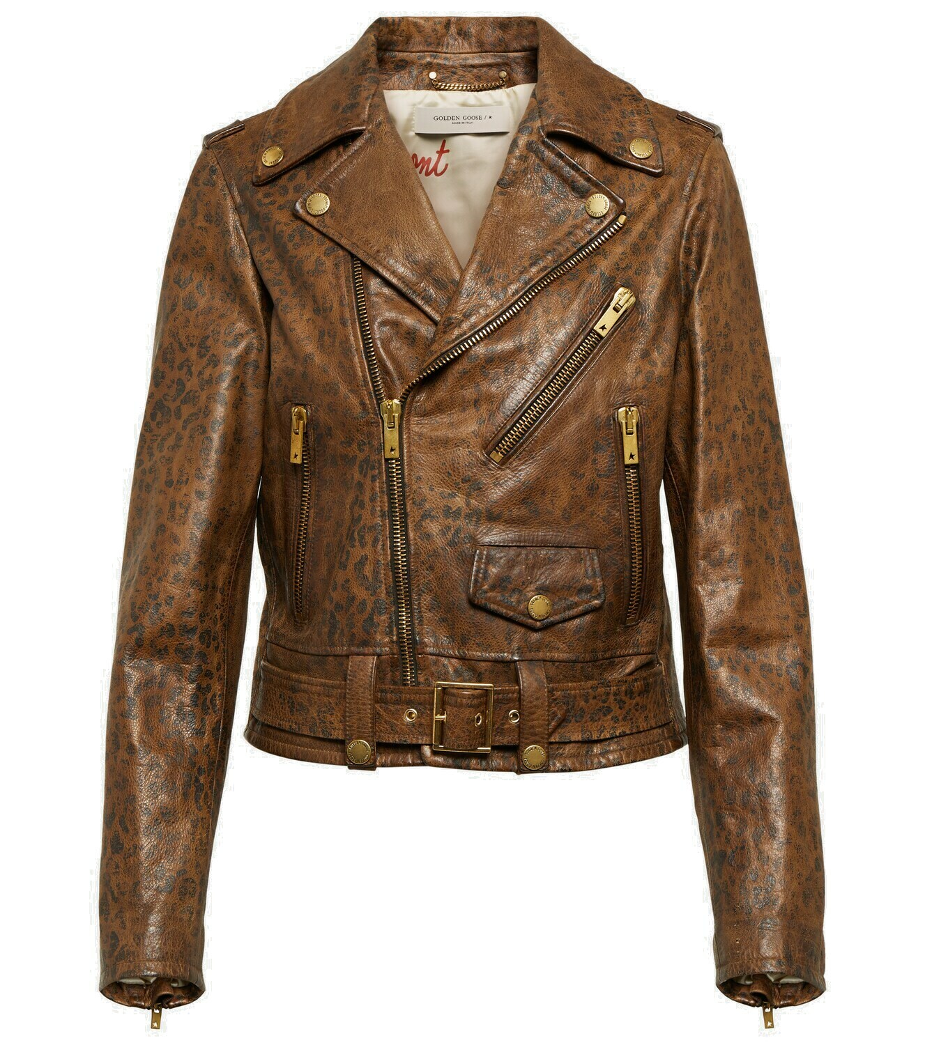 Golden Goose - Leopard-print leather biker jacket Golden Goose Deluxe Brand