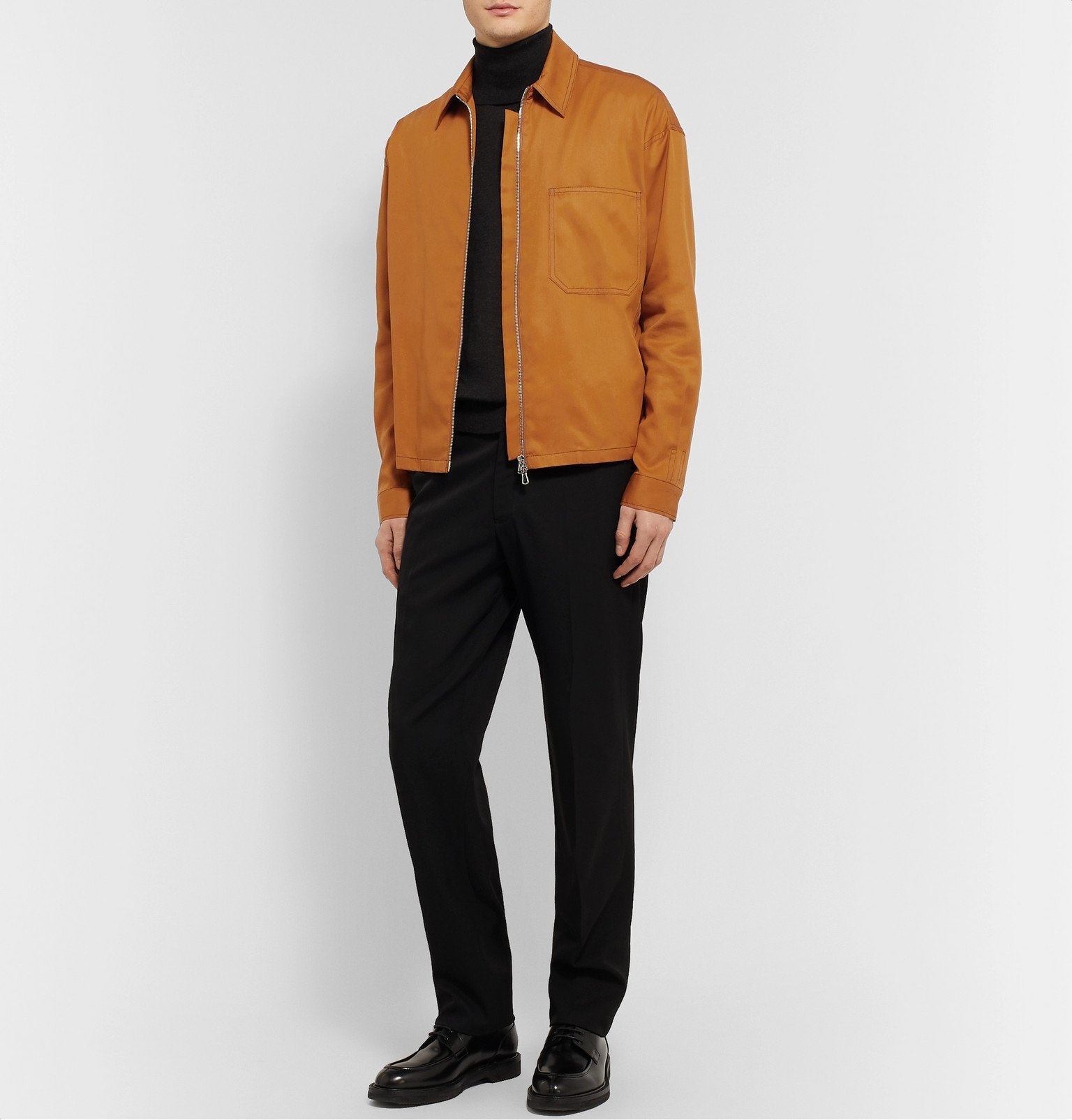 Deveaux - Tencel Zip-Up Overshirt - Yellow Deveaux New York