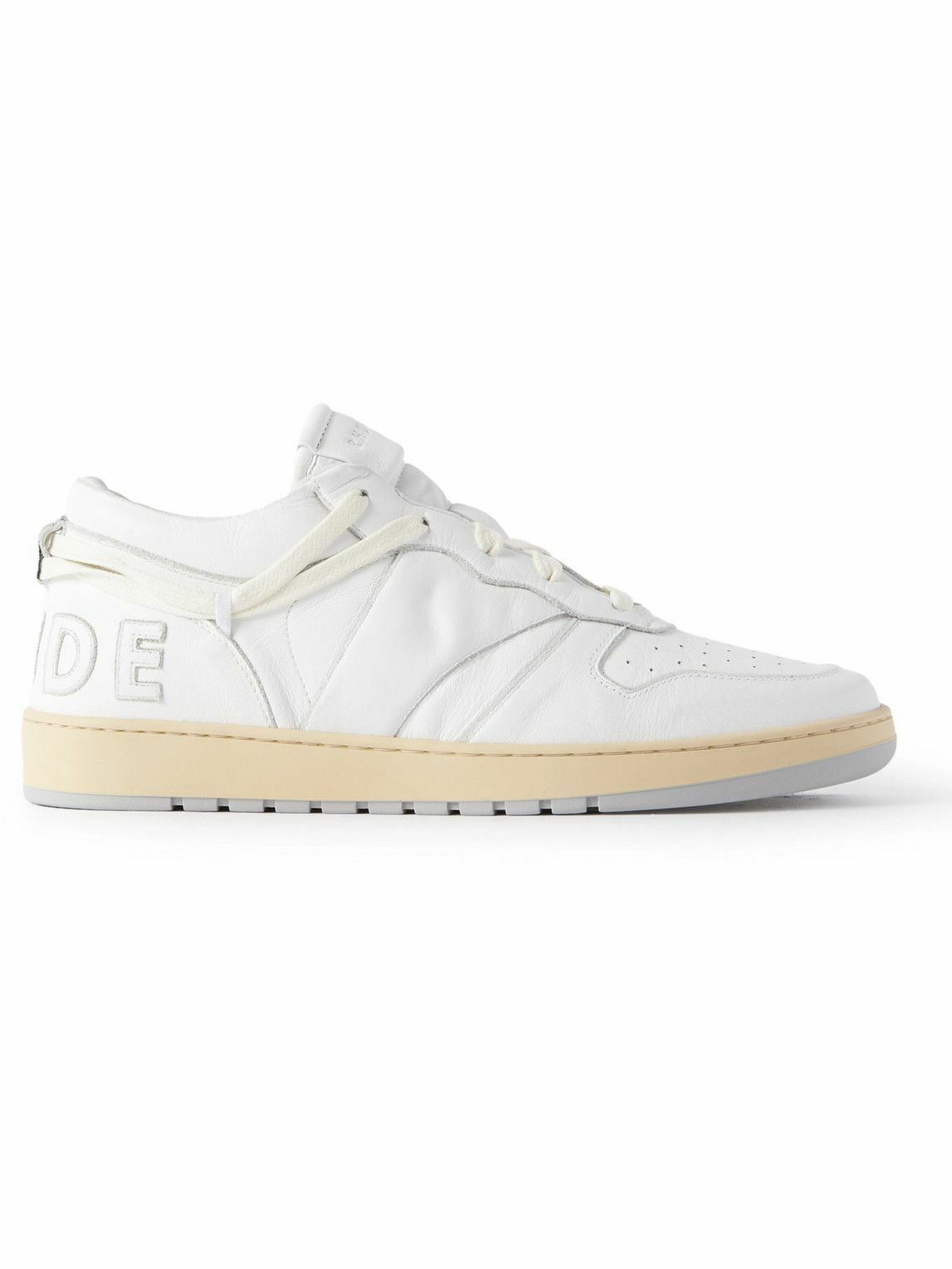 Rhude - Rhecess Logo-Appliquéd Distressed Leather Sneakers - White Rhude