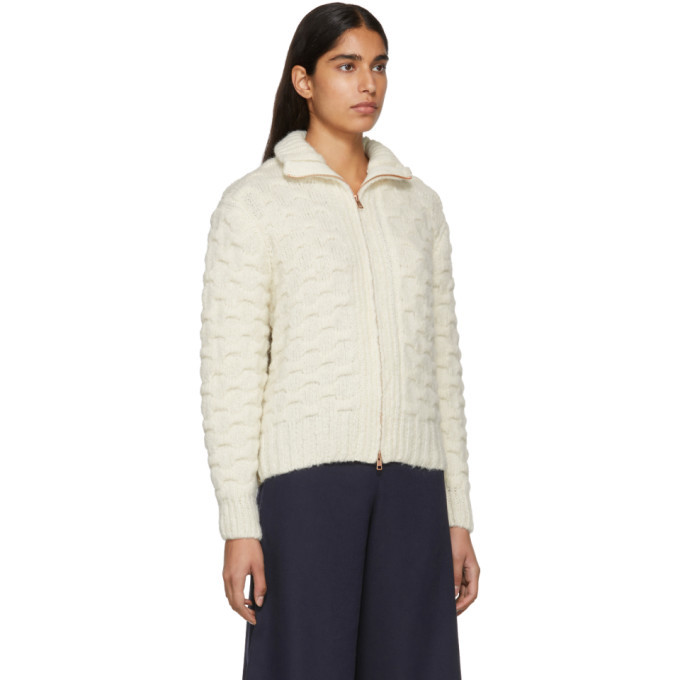 Beige Textured Knit Jacket See by Chloe