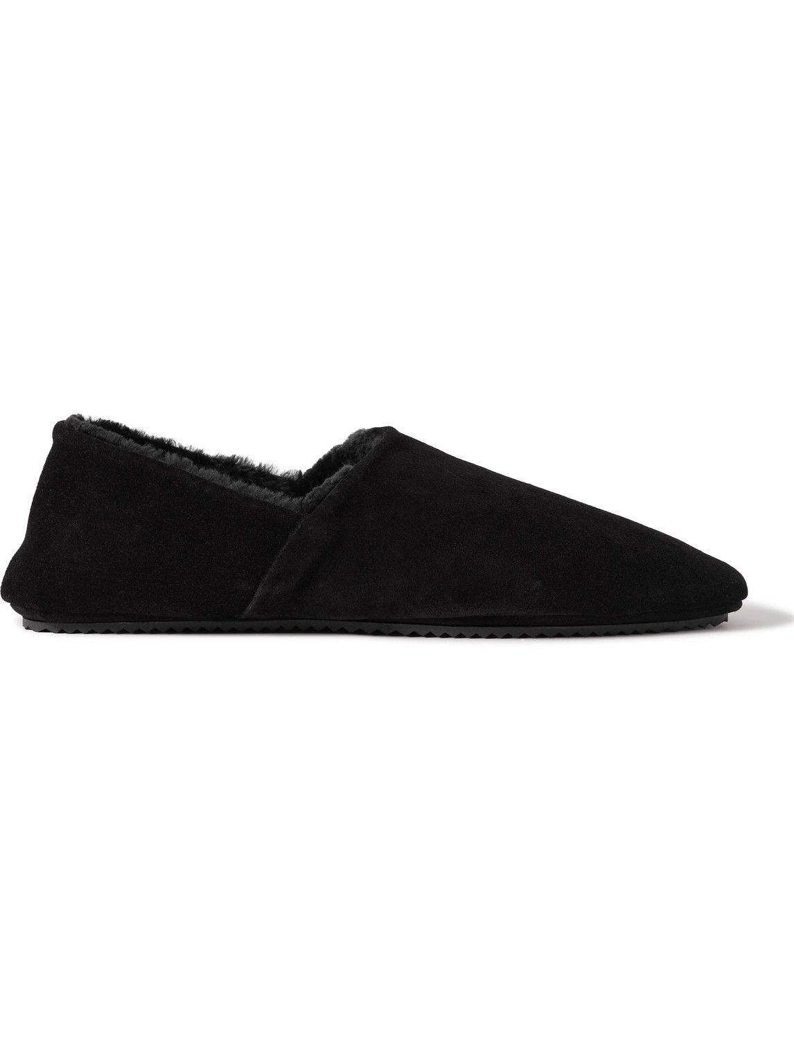 Mr P. - Collapsible-Heel Shearling-Lined Suede Slippers - Black Mr P.