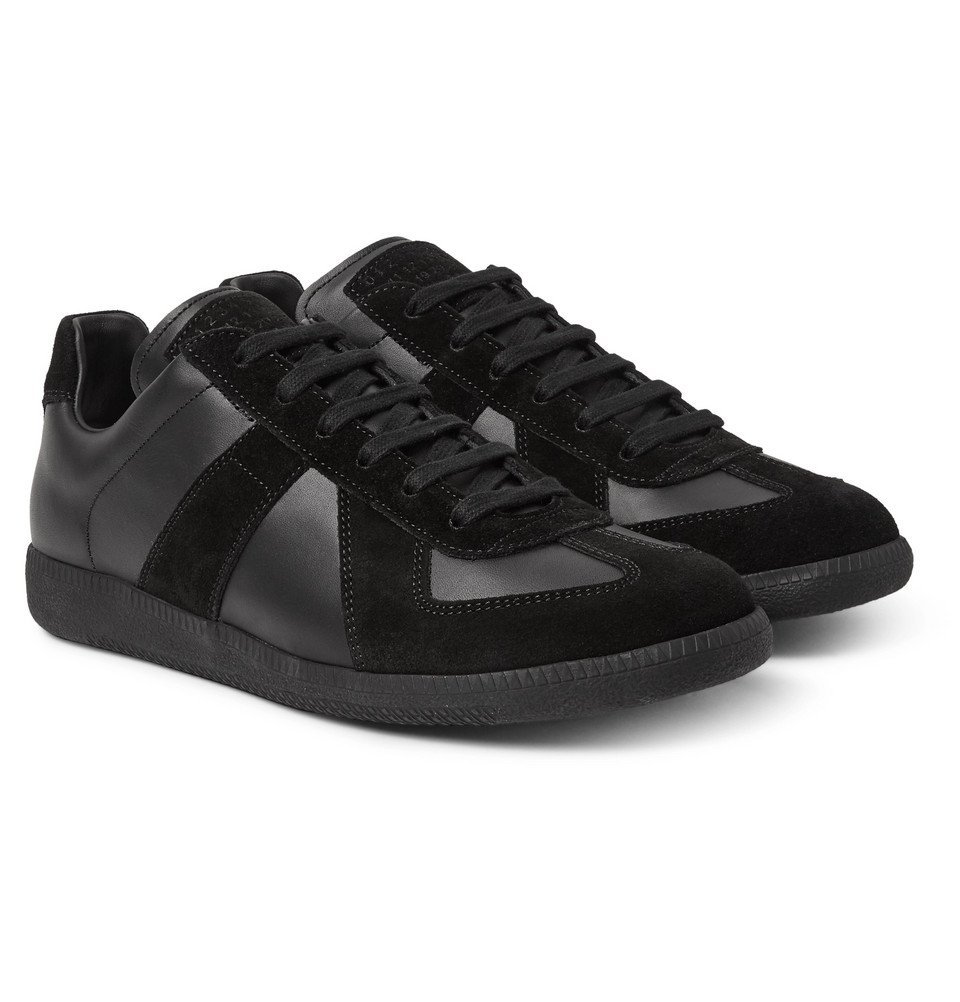 Maison Margiela - Replica Leather and Suede Sneakers - Men - Black ...