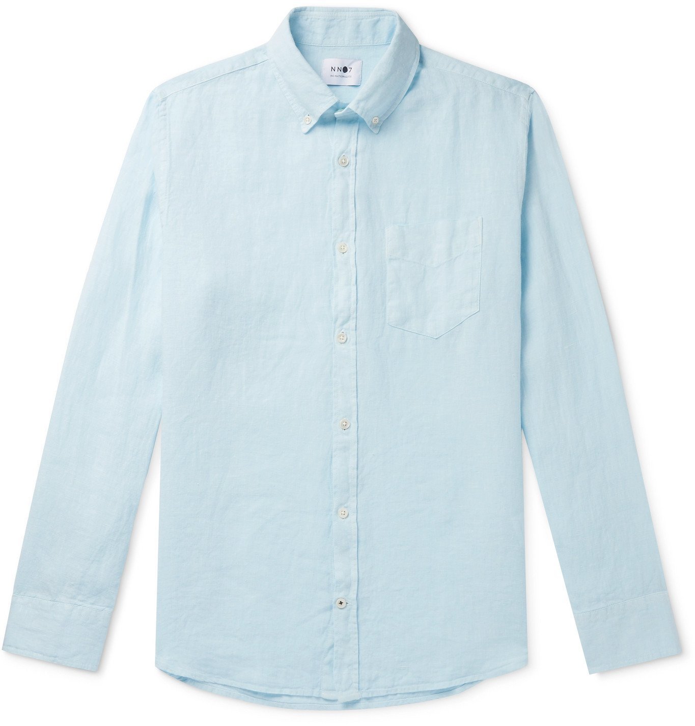 NN07 - Levon Button-Down Collar Linen Shirt - Blue NN07