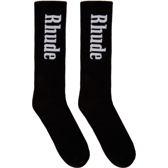Rhude Black Vertical Logo Socks Rhude