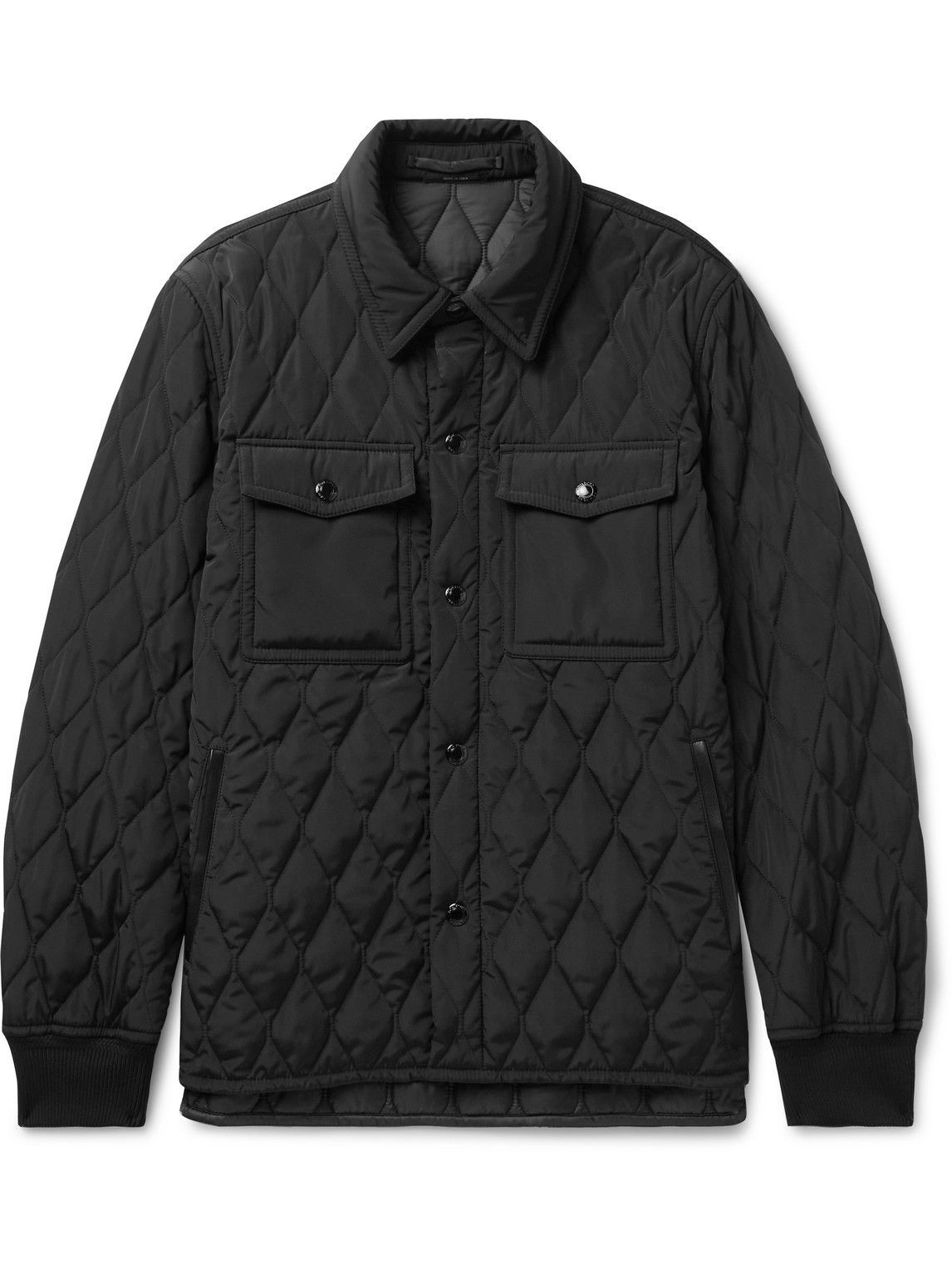 TOM FORD - Leather-Trimmed Quilted Shell Jacket - Black TOM FORD