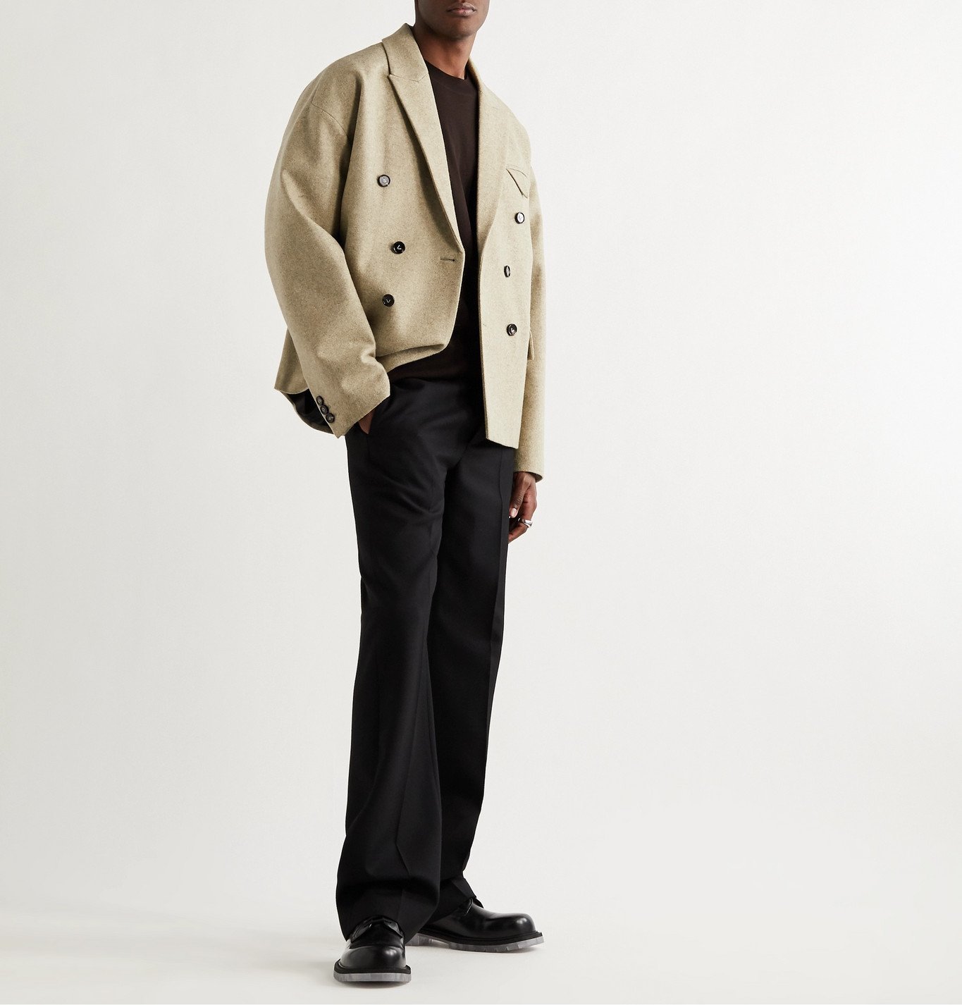 BOTTEGA VENETA - Double-Breasted Wool-Blend Suit Jacket - Neutrals ...