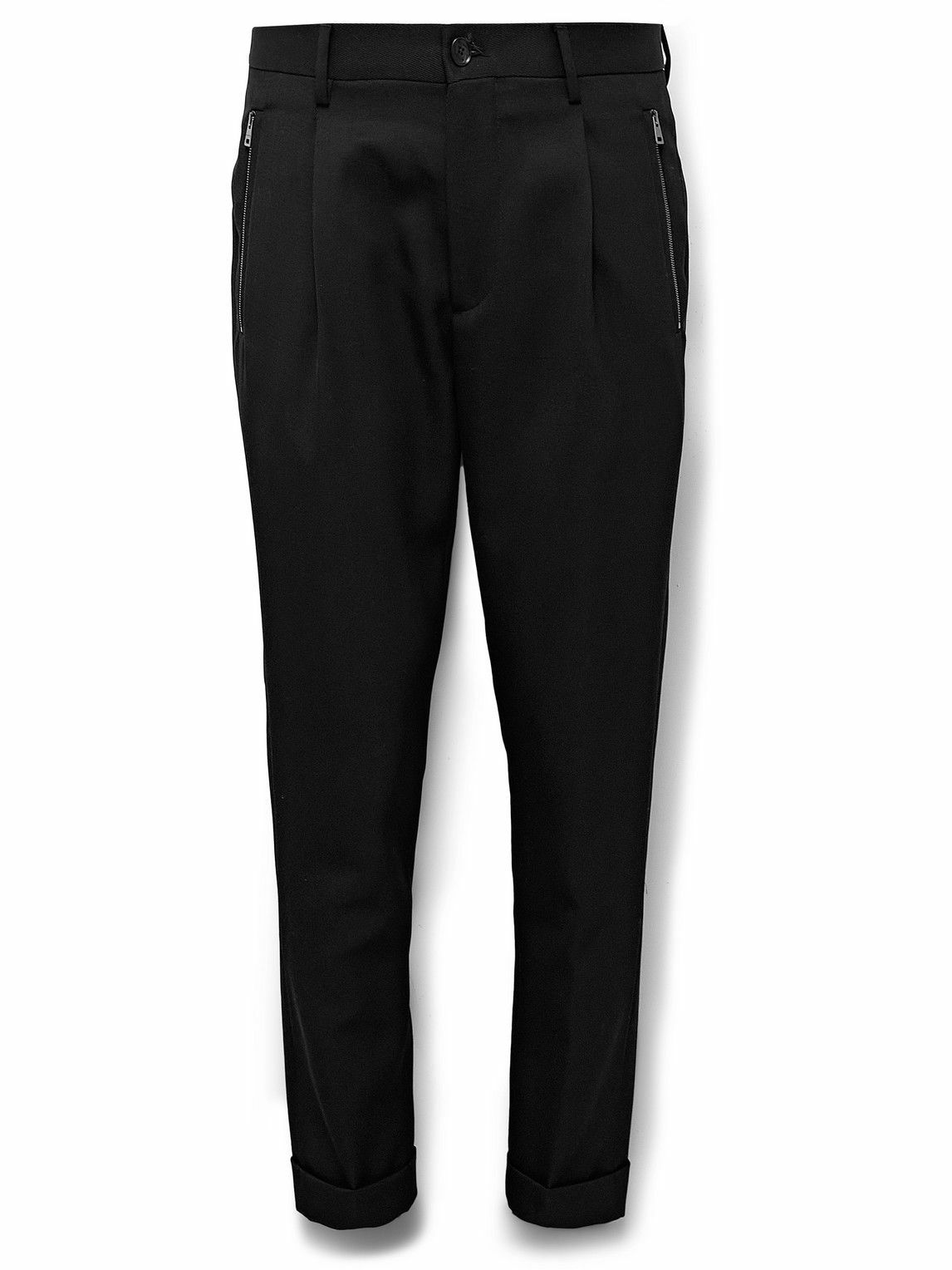 Photo: Etro - Pleated Wool-Twill Trousers - Black