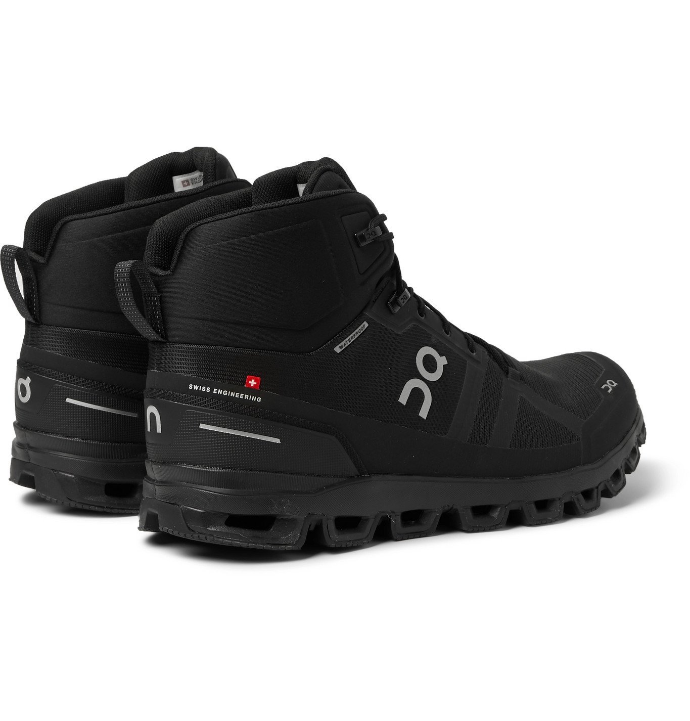 On Cloudrock Waterproof Mesh Hiking Boots Black On