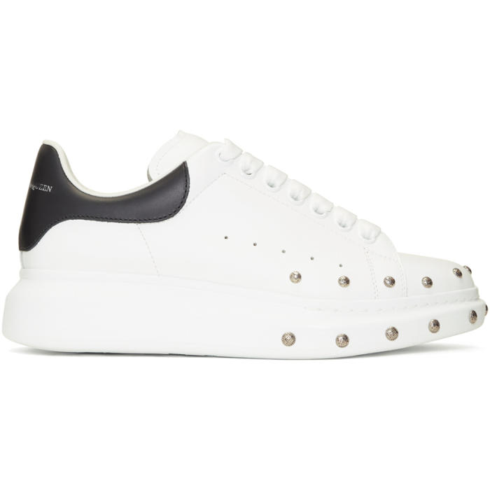 Alexander McQueen White and Black Studded Oversized Sneakers Alexander ...