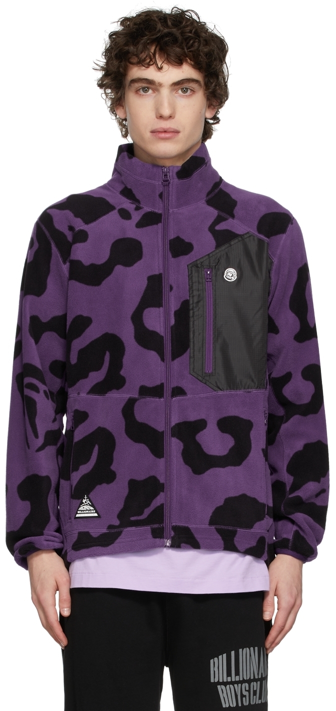 Boys Club Purple Leopard Zip Fleece Sweatshirt Billionaire Boys
