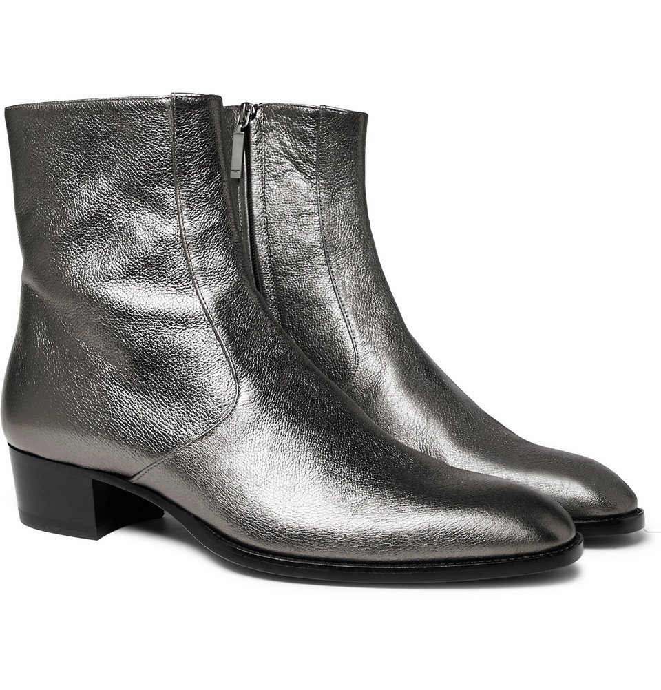 saint laurent metallic boots