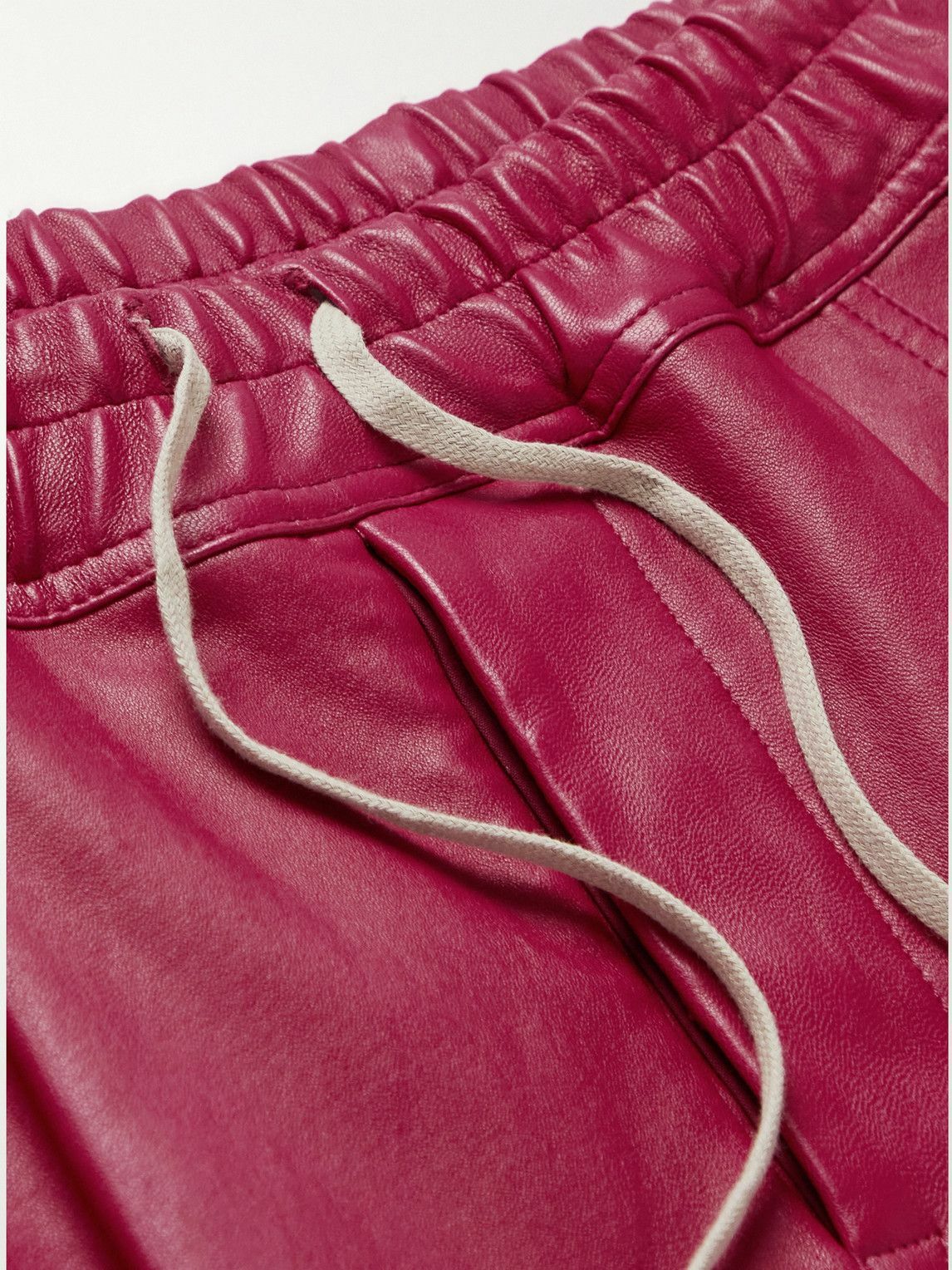 Rick Owens - Tapered Leather and Cotton-Blend Cargo Trousers - Pink