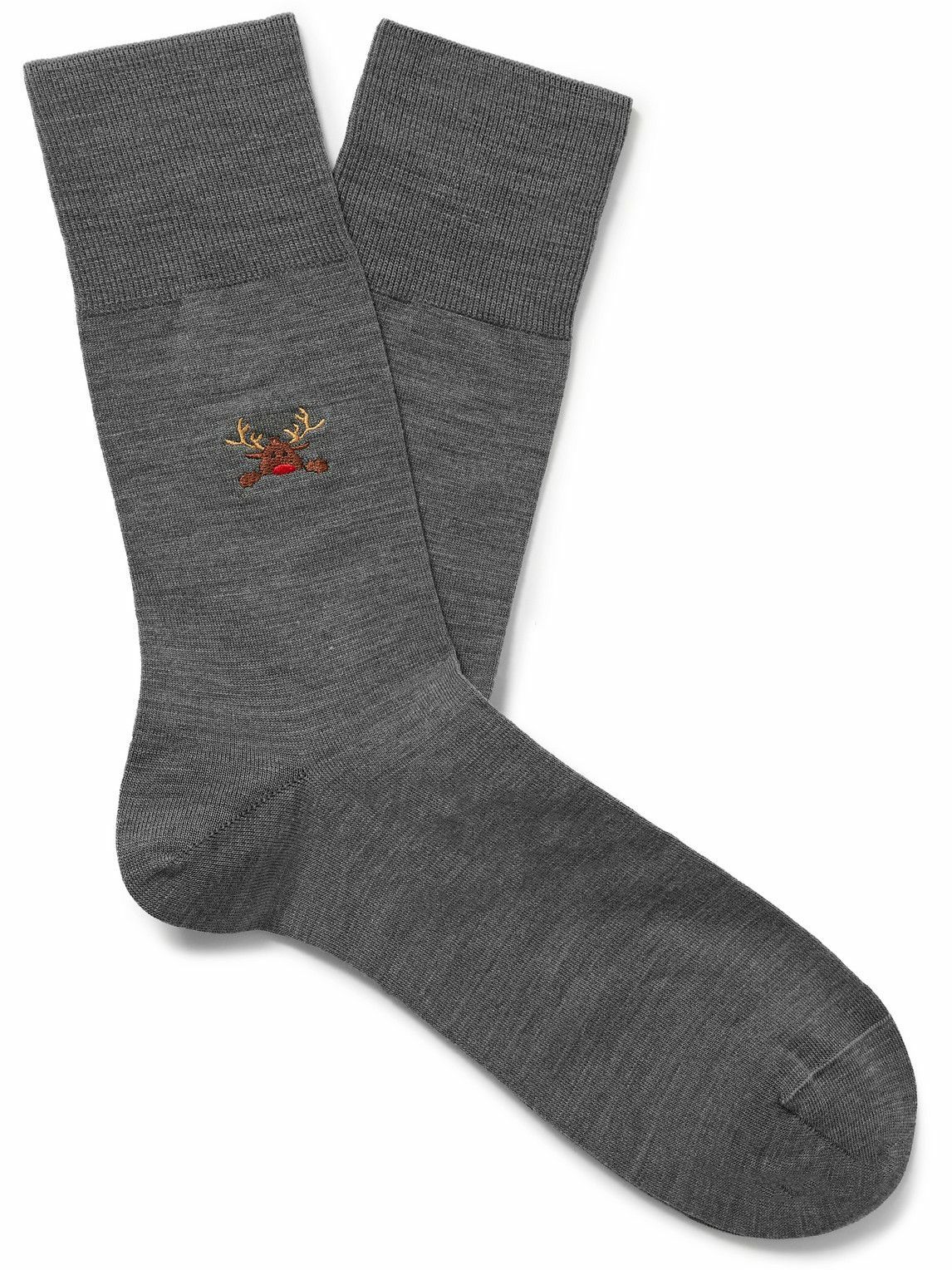 Falke Airport Rudolph Embroidered WoolBlend Socks Gray FALKE