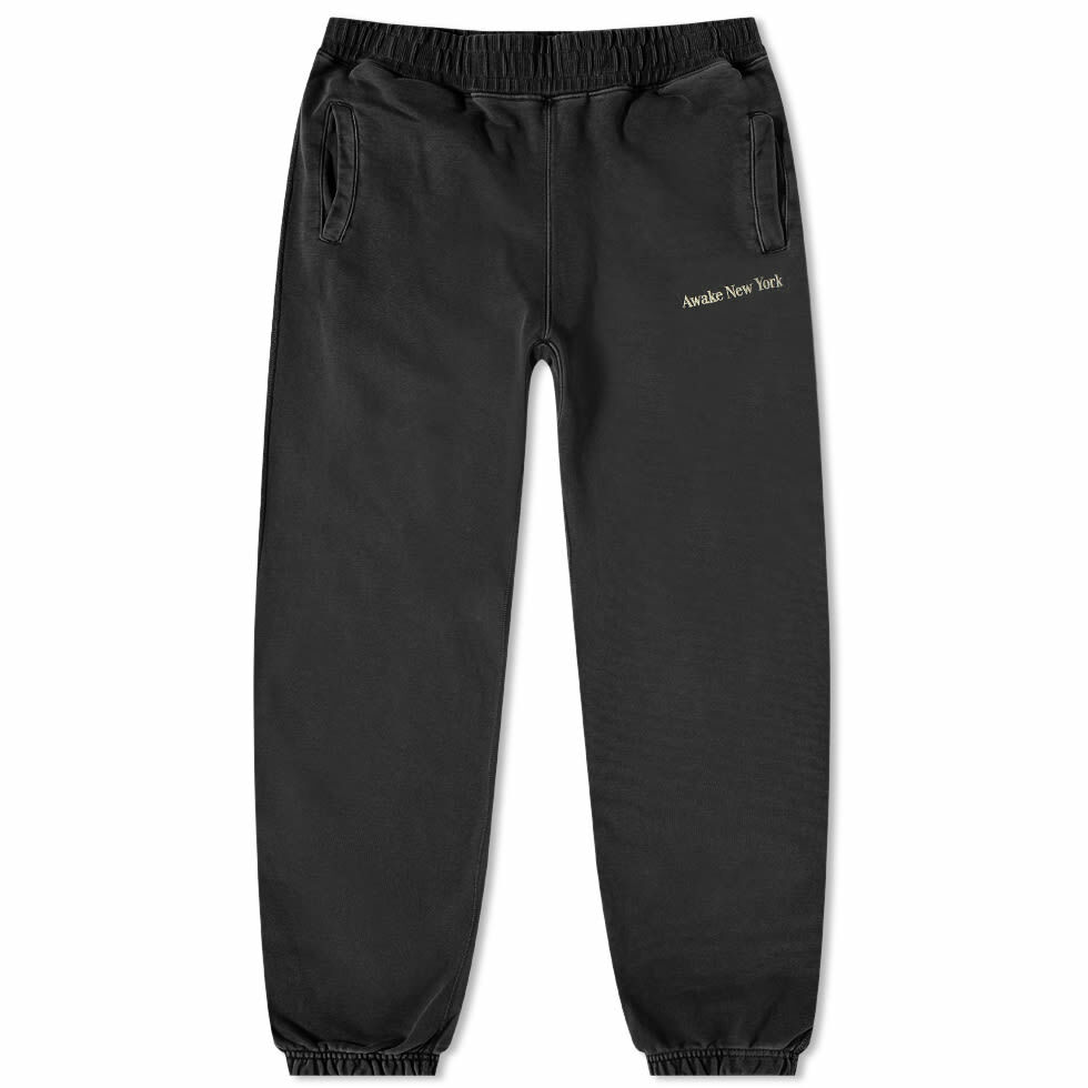 Photo: Awake NY Pigment Dyed Embroidered Sweat Pant in Black