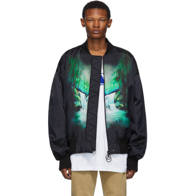 OffWhite Black Waterfall Bomber Jacket OffWhite