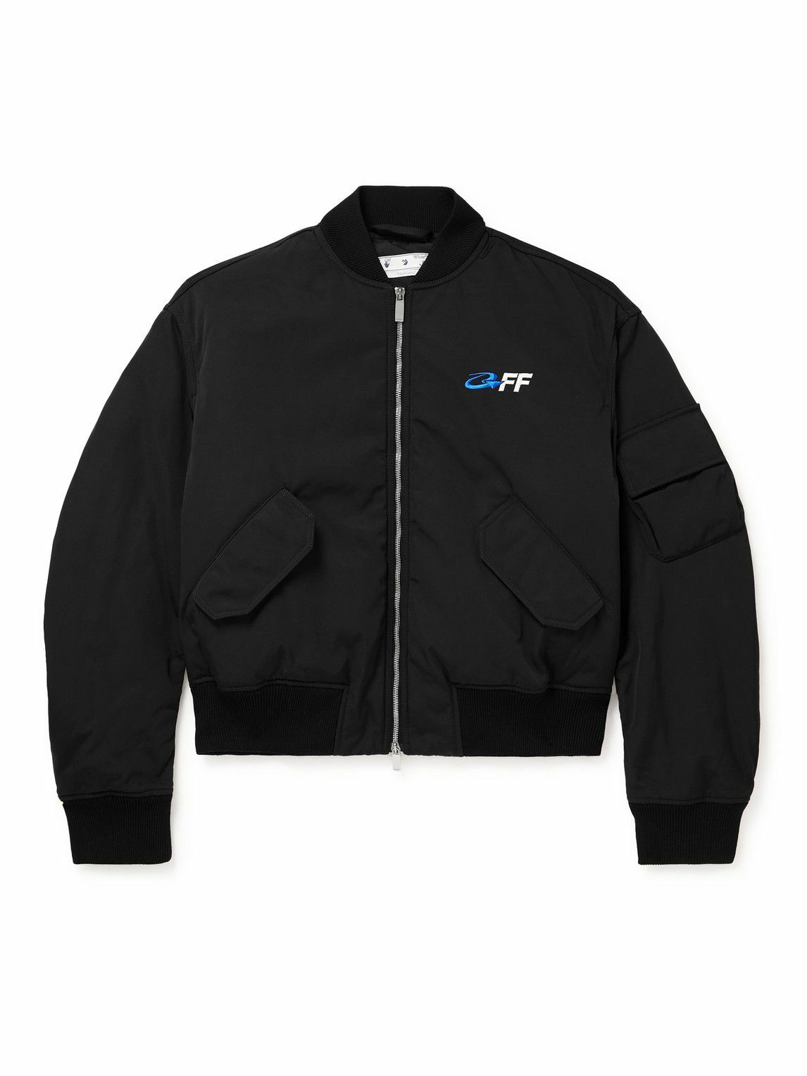 Off-White - Embroidered Printed Padded Shell Bomber Jacket - Black Off ...