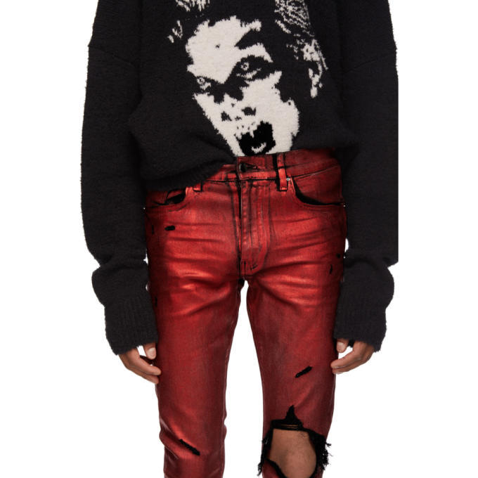 amiri red jeans