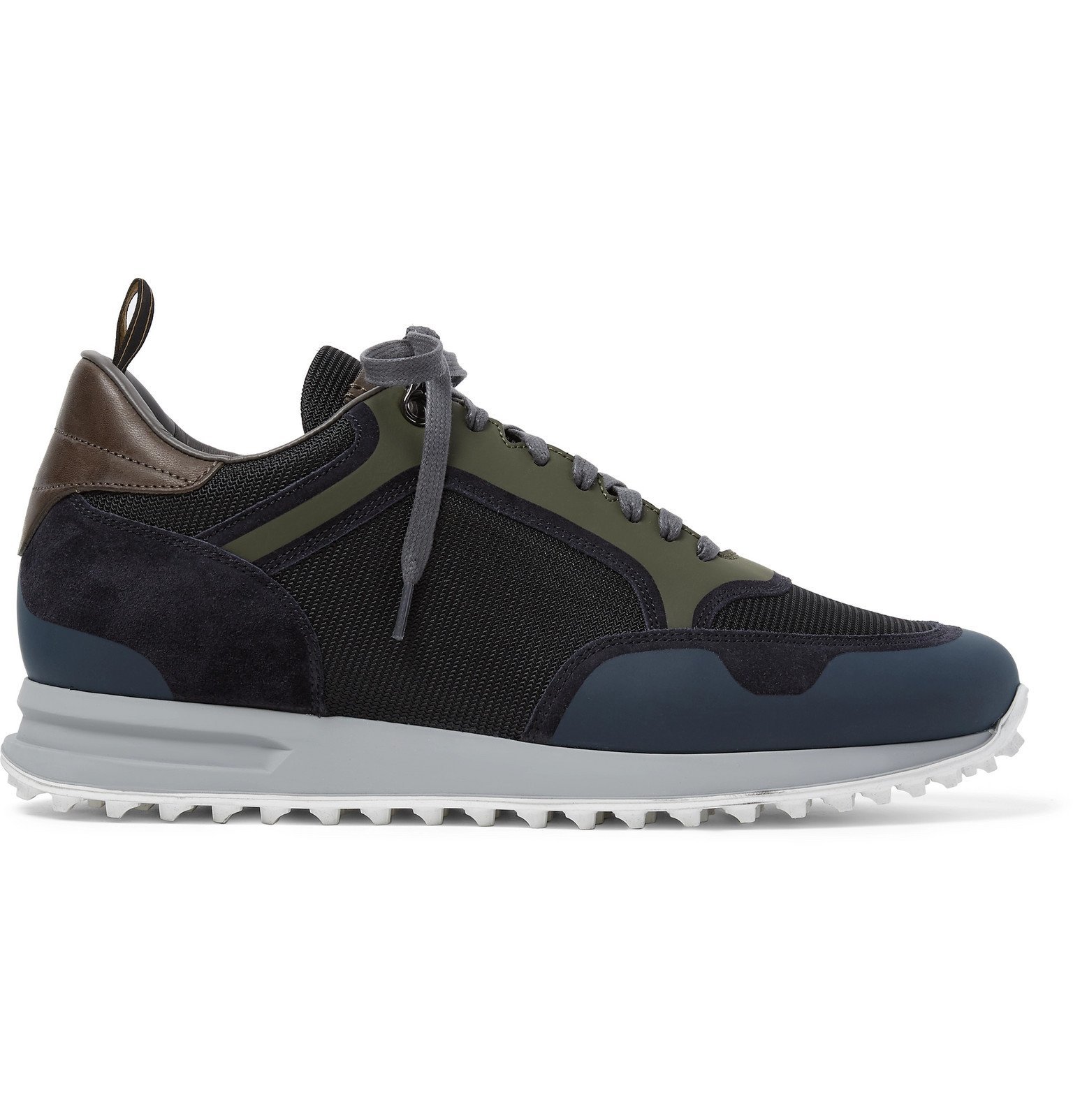 Dunhill - Radial Runner Leather and Suede-Trimmed Mesh Sneakers - Blue ...