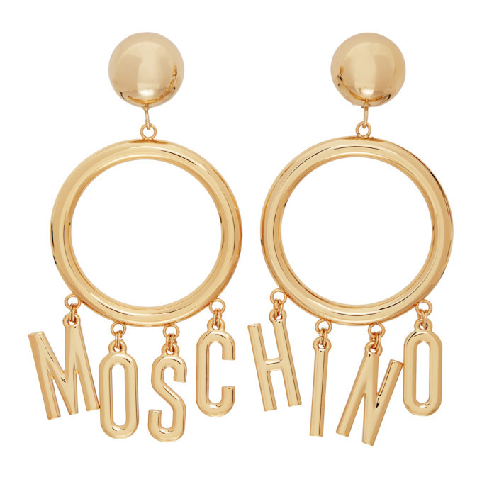 Moschino Gold Logo Hoop Clip-On Earrings Moschino