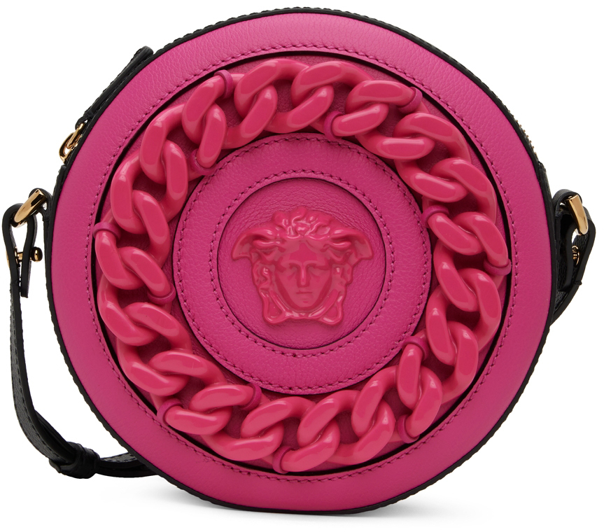 Versace Pink & Black 'La Medusa' Round Crossbody Bag Versace