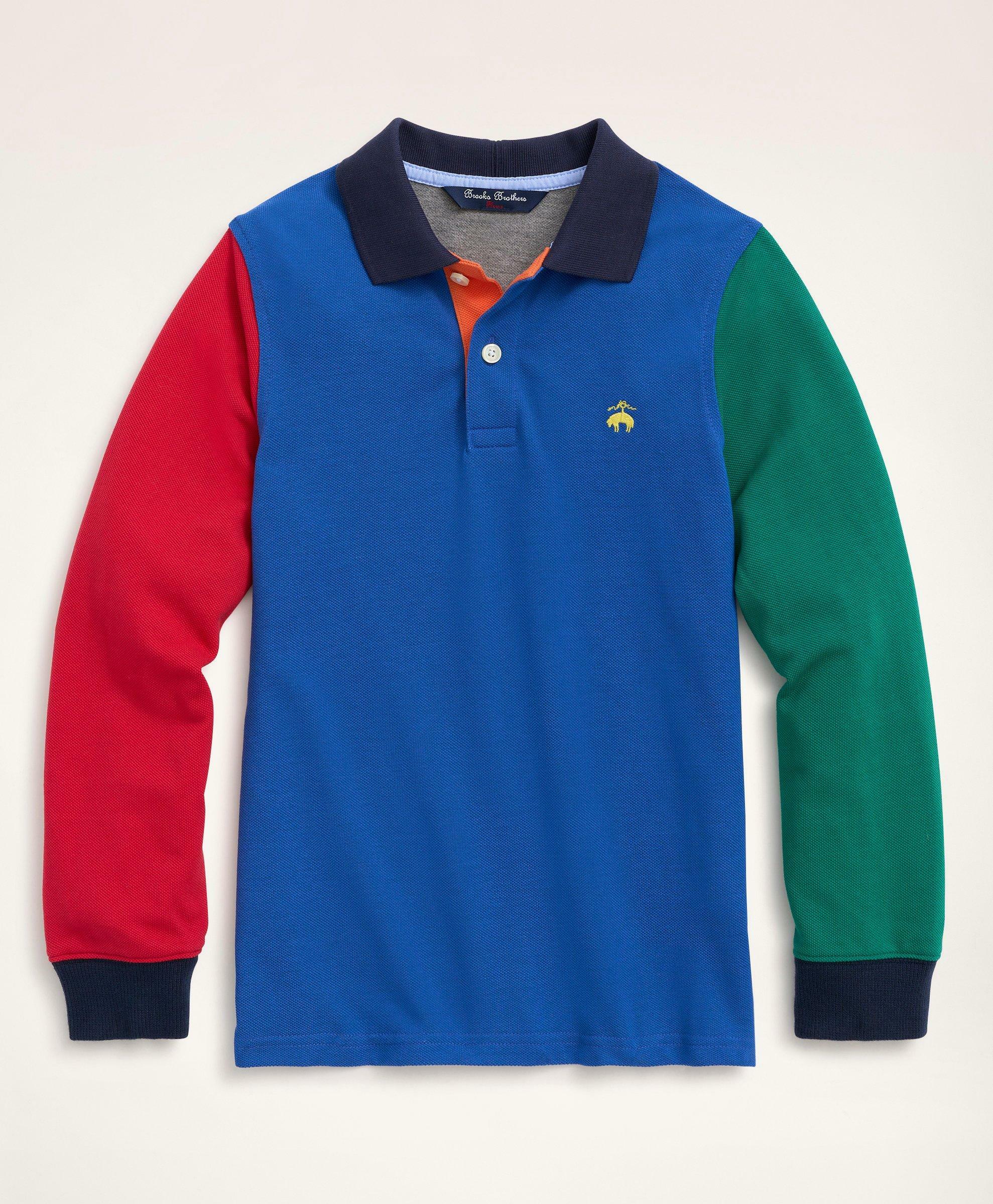 Brooks Brothers Boys Long-Sleeve Cotton Pique Fun Polo Shirt | Blue ...