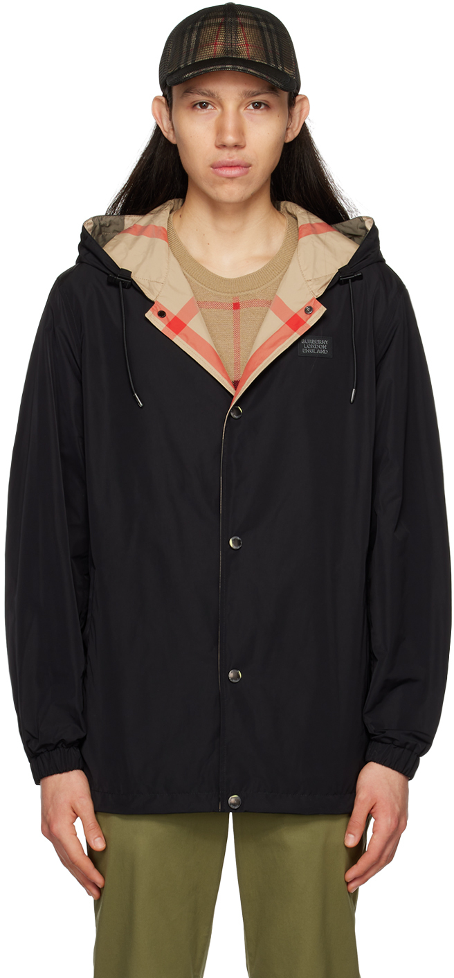 Burberry Black Drawstring Reversible Jacket Burberry