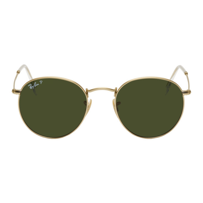 Ray Ban Gold And Green Round Phantos Sunglasses Ray Ban