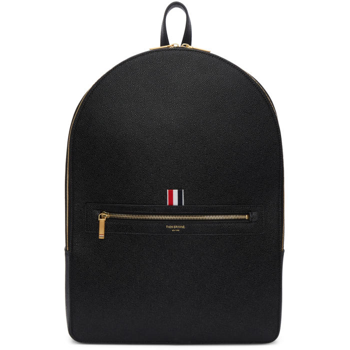Thom Browne Black Leather Backpack Thom Browne
