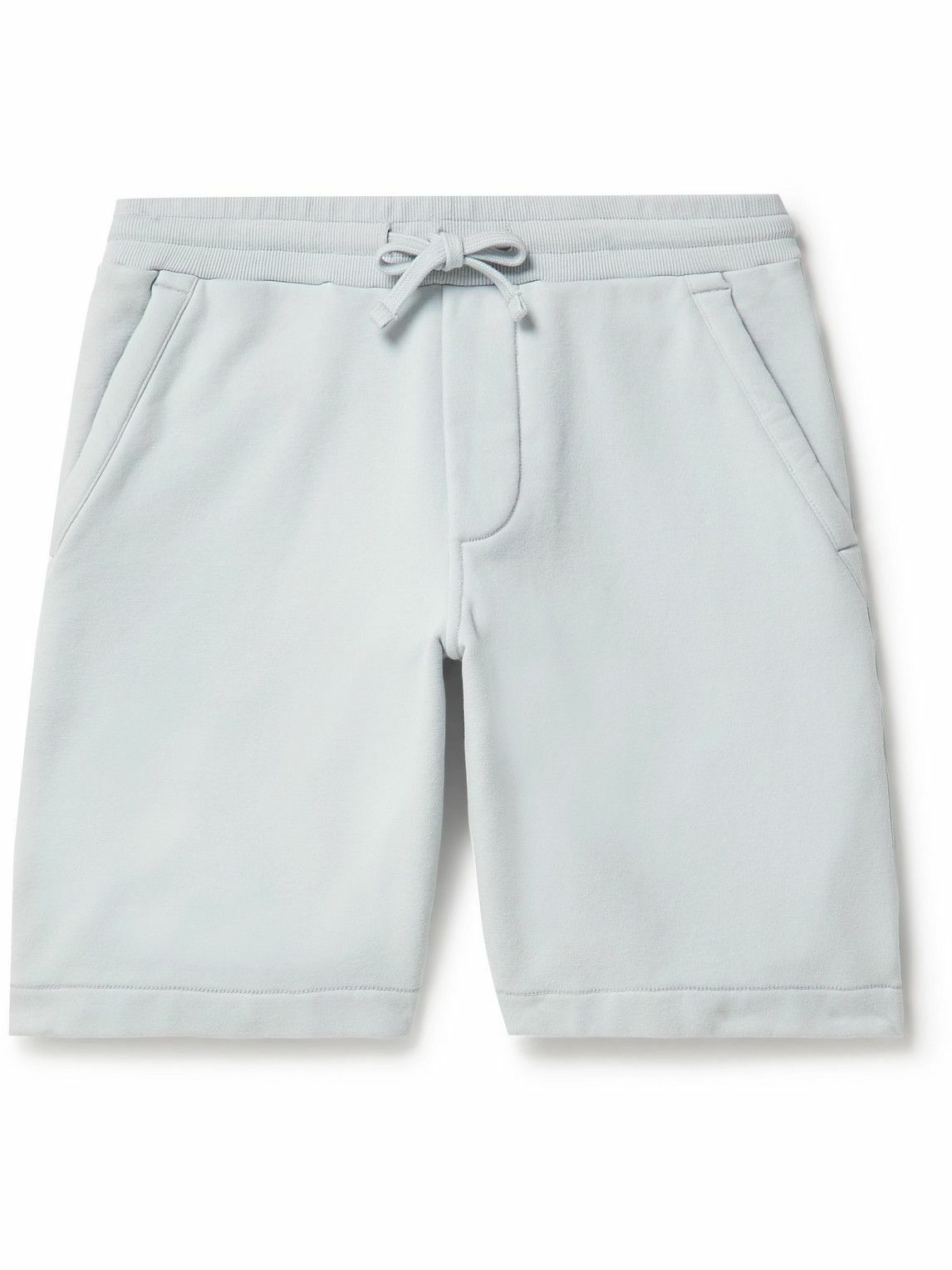 Photo: Orlebar Brown - Frederick Straight-Leg Cotton-Jersey Drawstring Shorts - Blue