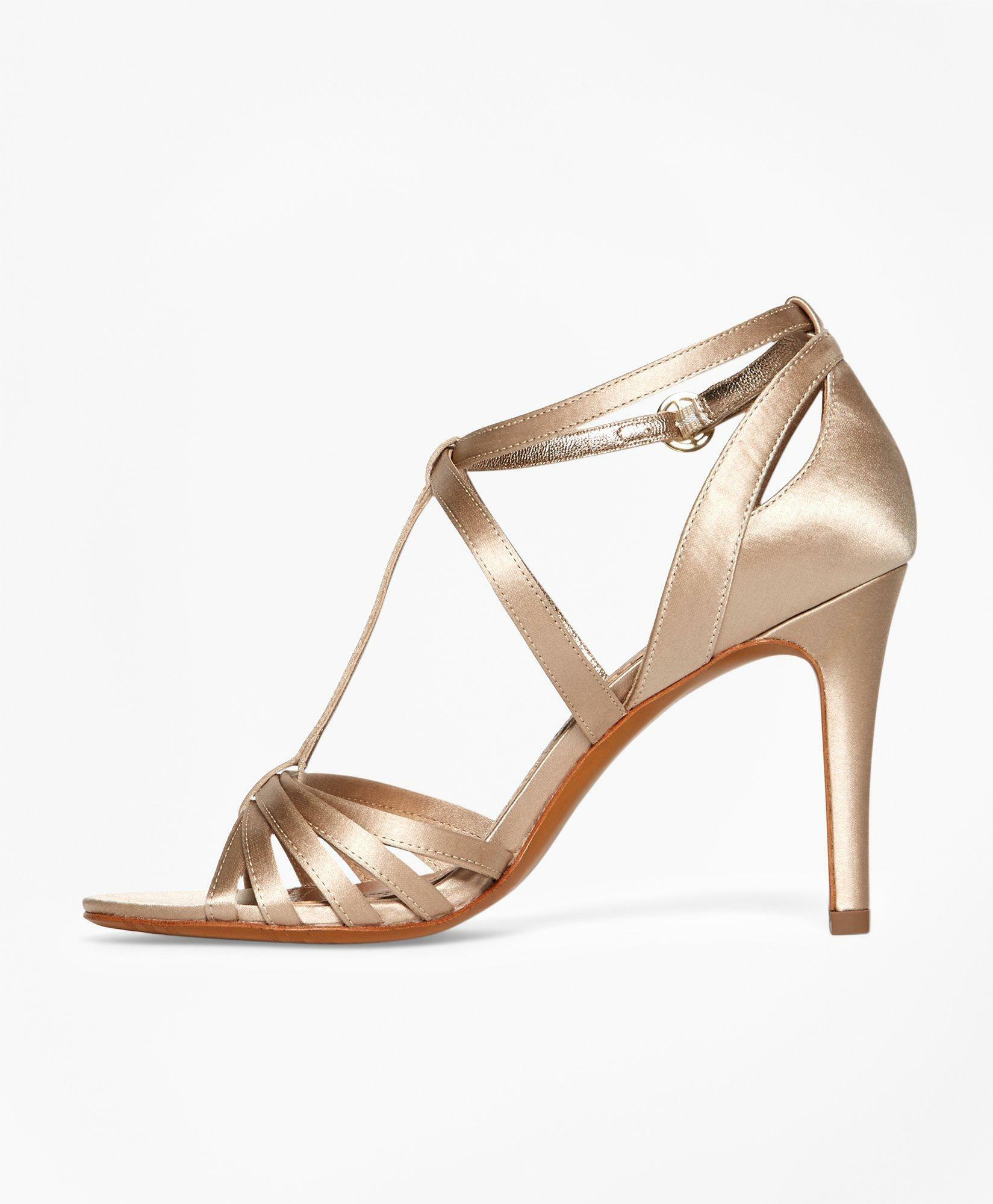 Brooks Brothers Women's Satin High-Heeled Sandals Shoes | Champagne