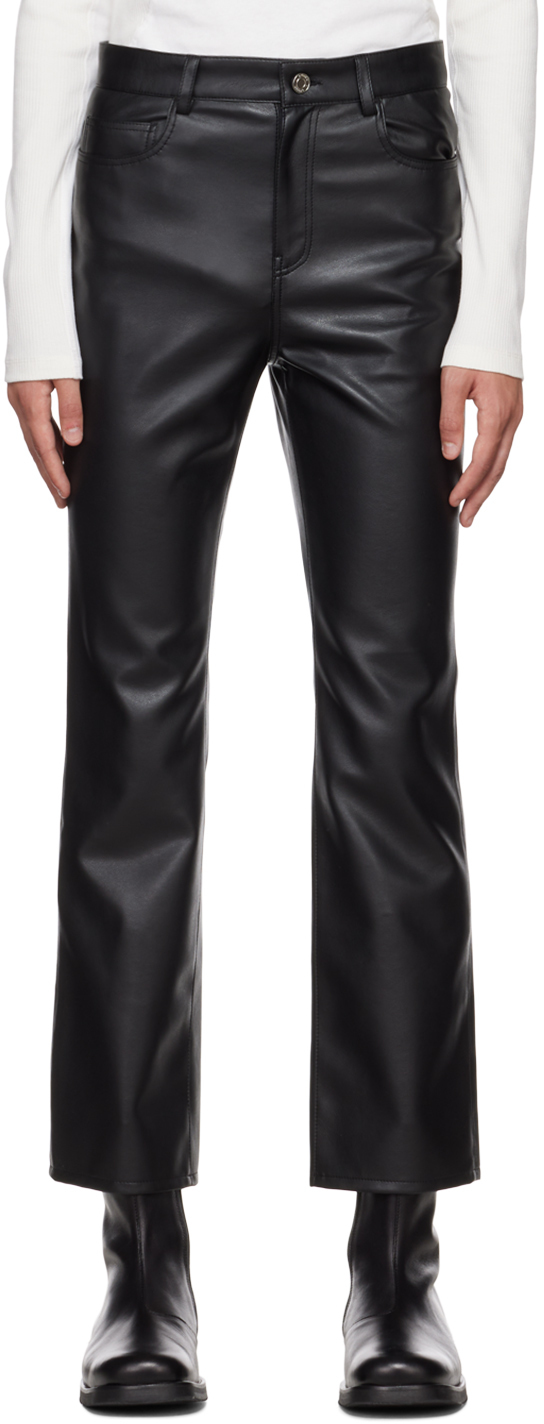 System SSENSE Exclusive Black FauxLeather Pants System