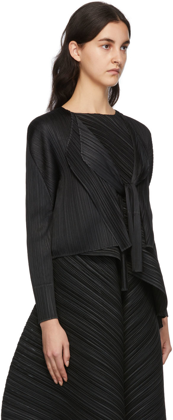 Pleats Please Issey Miyake Black Monthly Colors December Cardigan ...