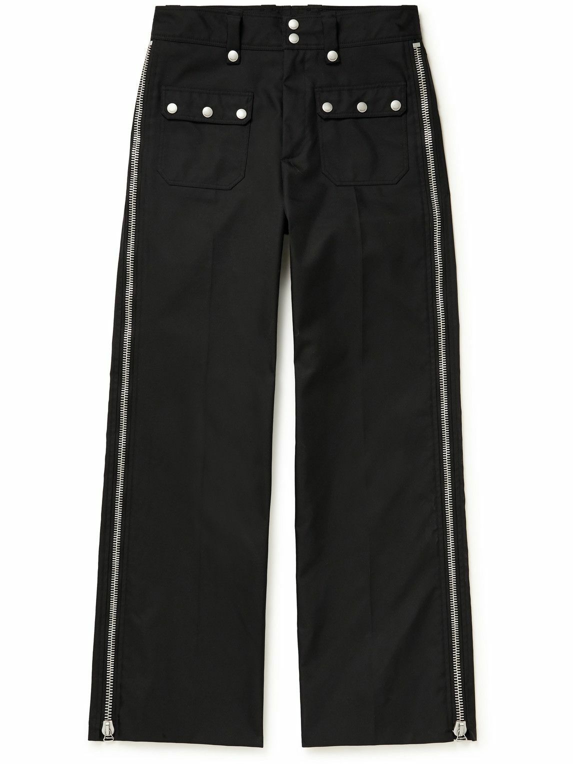 GUCCI - Wide-Leg Zip-Embellished Shell Trousers - Black Gucci