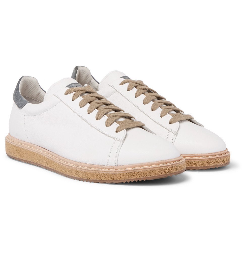 Brunello Cucinelli - Suede-Trimmed Leather Sneakers - Men - White ...