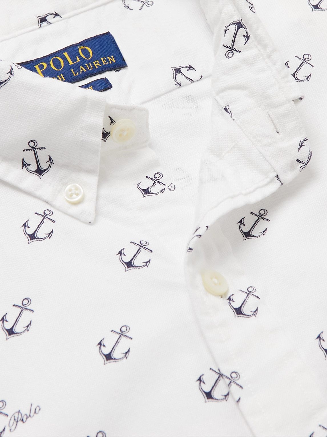 Polo Ralph Lauren - Slim-Fit Button-Down Collar Printed Cotton Oxford Shirt - White