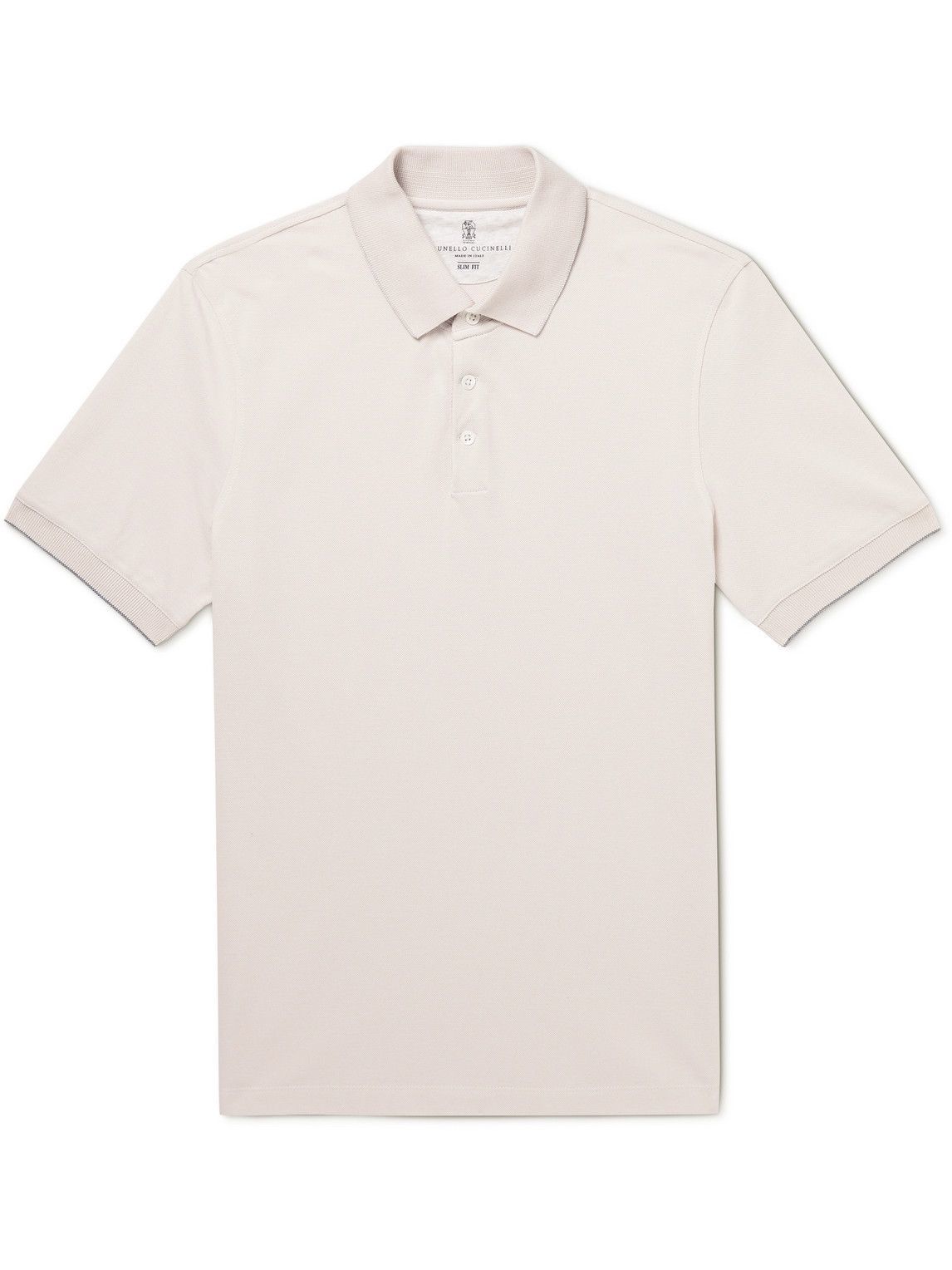 Brunello Cucinelli - Slim-Fit Cotton-Piqué Polo Shirt - Neutrals ...