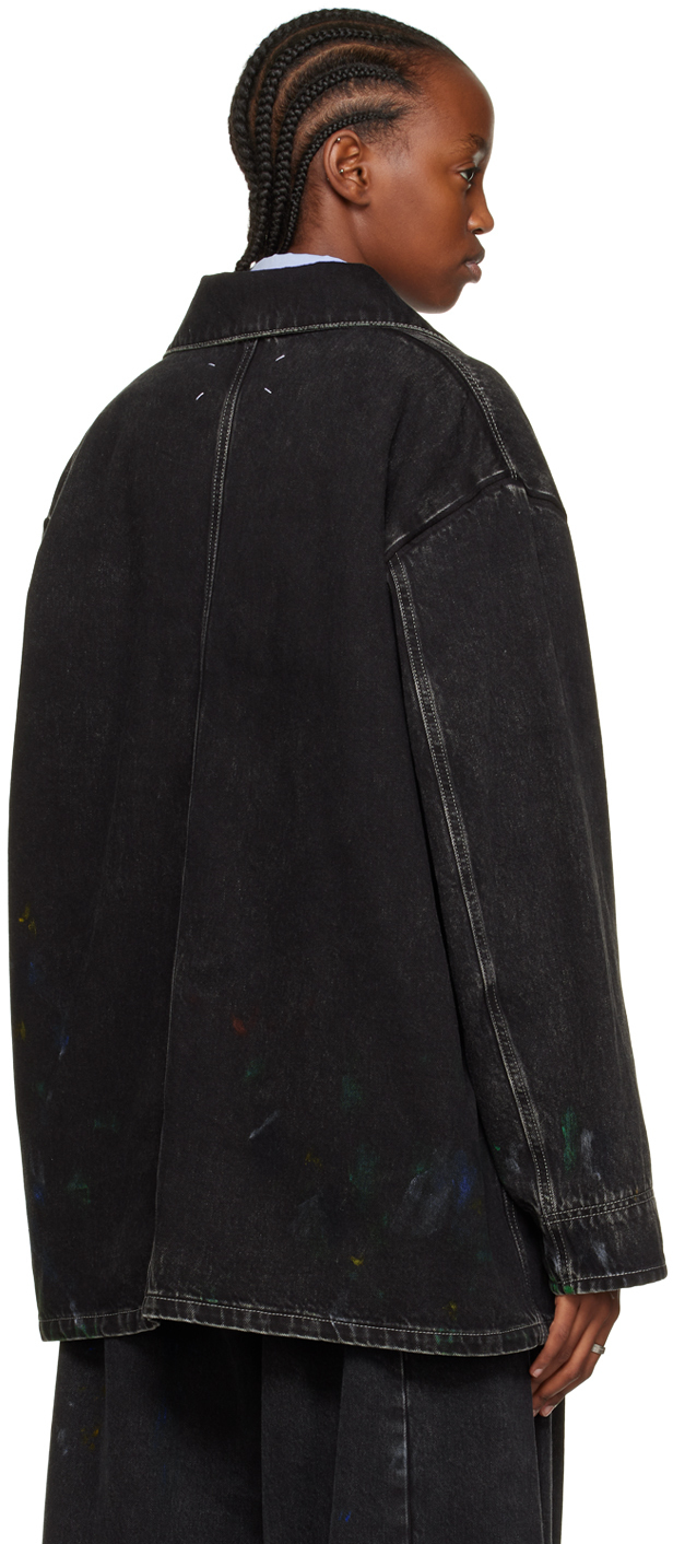 Maison Margiela Black Paint Splatter Denim Jacket Maison Margiela