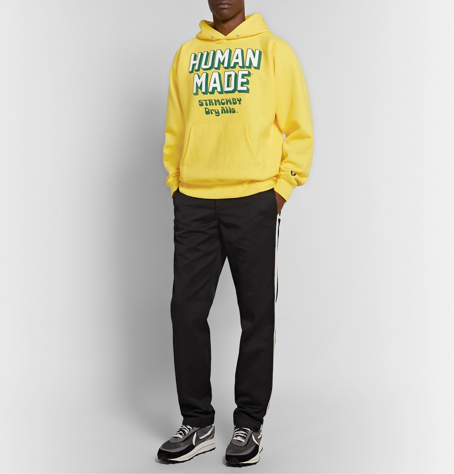 Human Made - Logo-Print Fleece-Back Cotton-Jersey Hoodie - Yellow 