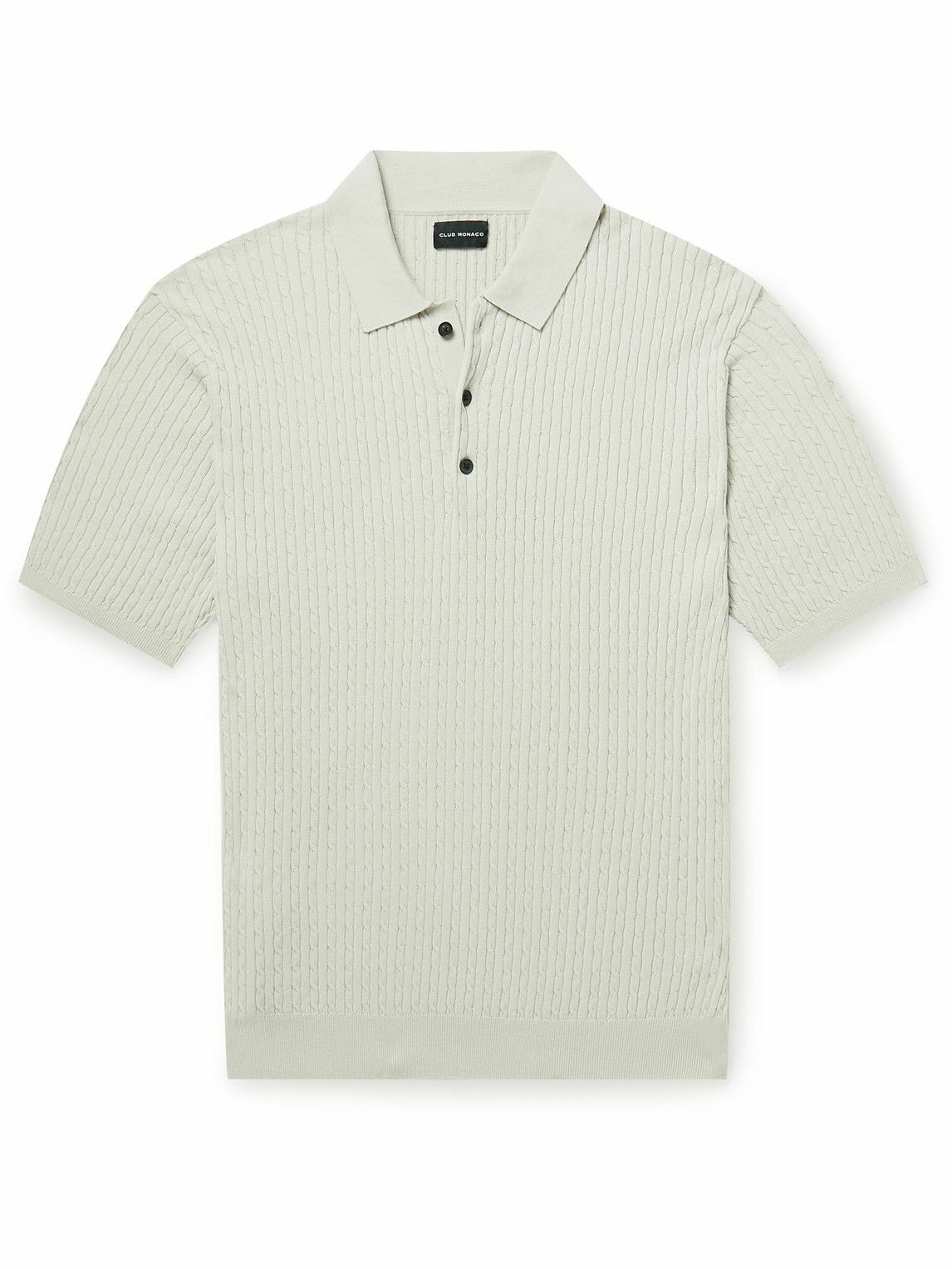 Photo: Club Monaco - Cable-Knit Cotton-Blend Polo Shirt - Neutrals