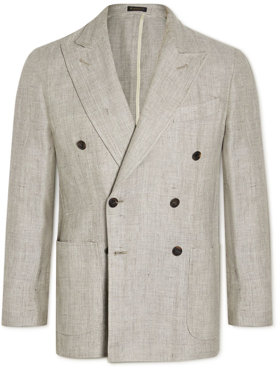 Rubinacci - Double-Breasted Linen and Virgin Wool-Blend Blazer - Gray ...
