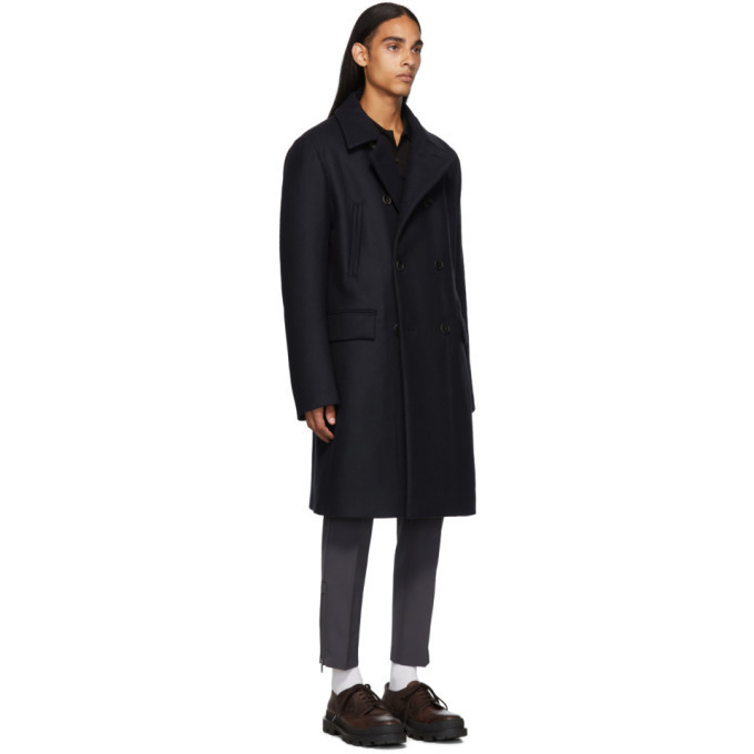 Prada Navy Padded Long Peacoat Prada