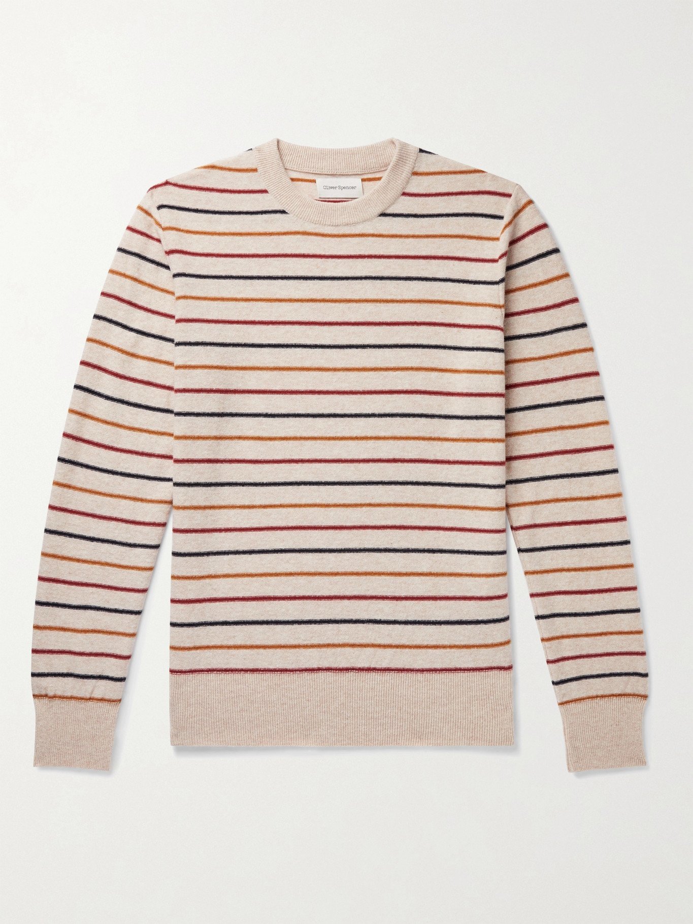Photo: OLIVER SPENCER - Blenheim Striped Wool Sweater - Neutrals