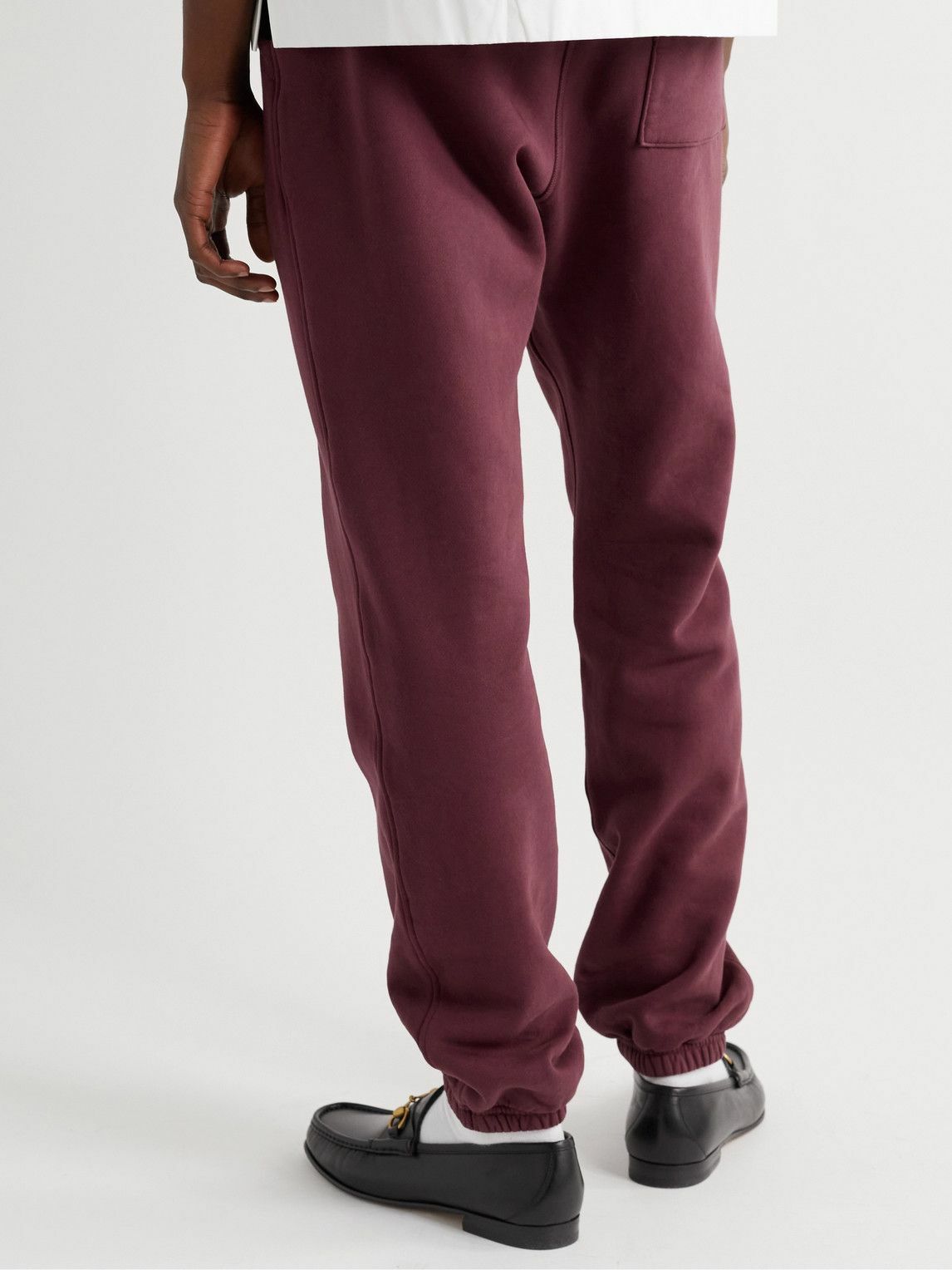 Rhude - Tapered Logo-Embroidered Cotton-Jersey Sweatpants - Burgundy Rhude