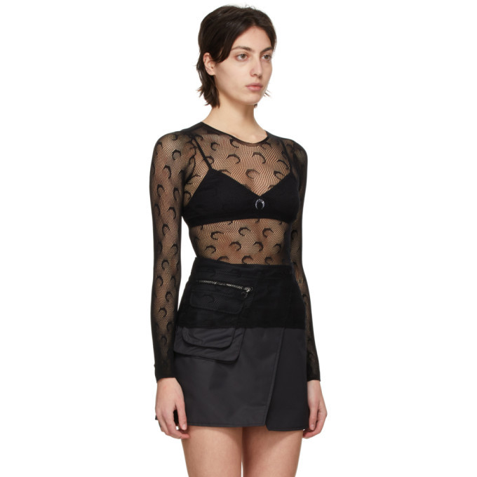 Marine Serre Black Moon Fishnet Long Sleeve T-Shirt Marine Serre