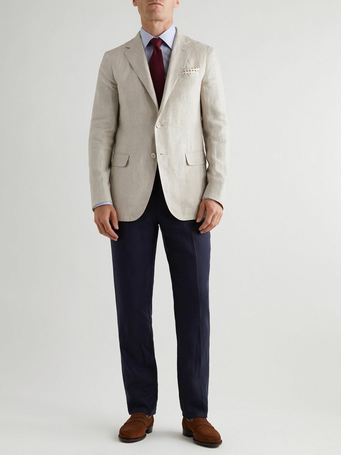 Kingsman Unstructured Linen Suit Jacket Neutrals Kingsman